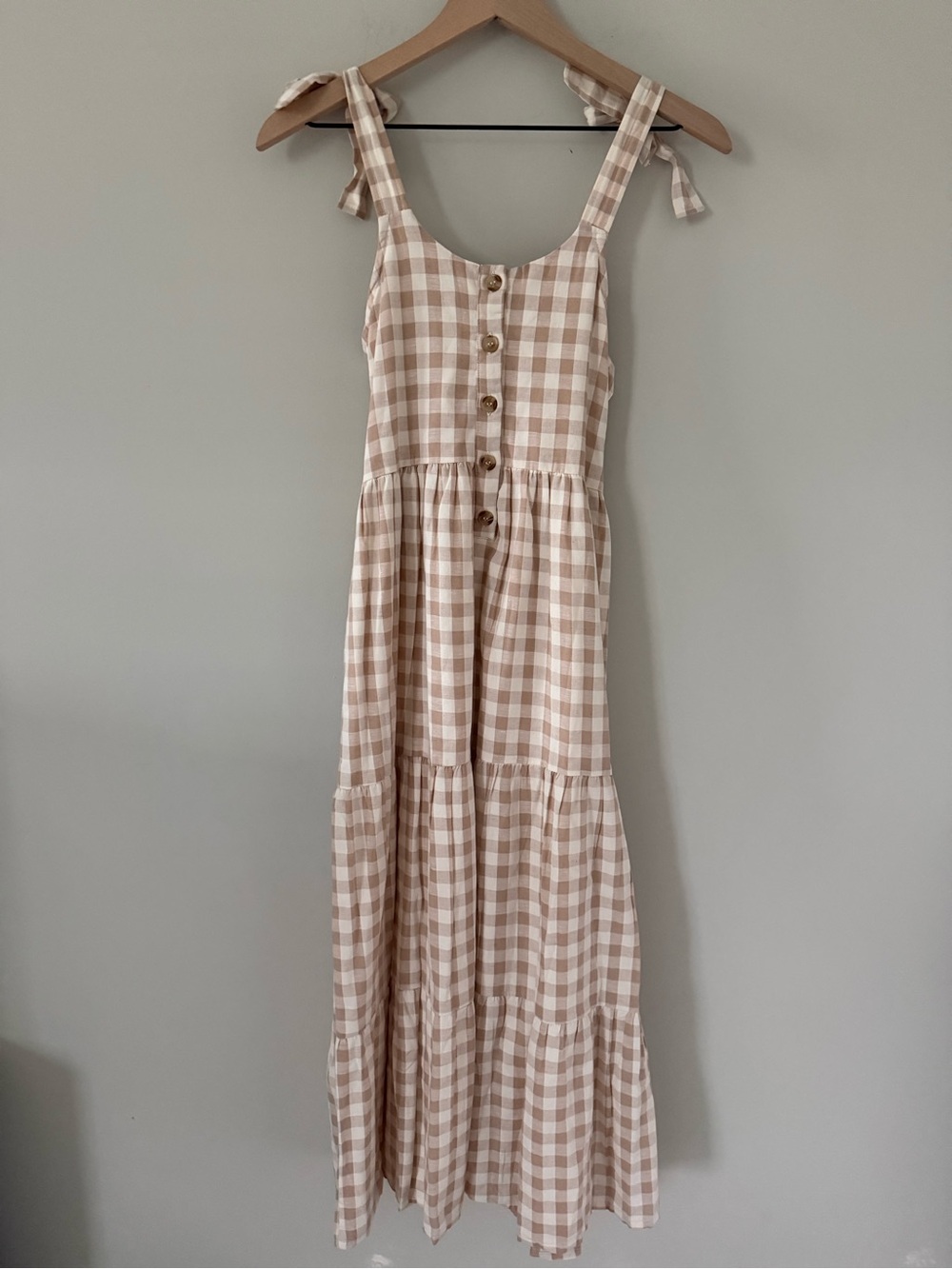 Little cottonwood tan gingham magnolia dress